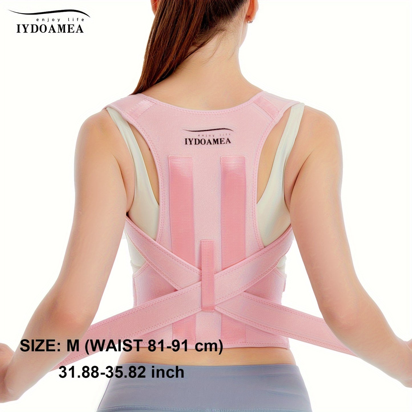 IYDOAMEA Women'S Posture Corrector - Adjustable Back Brace with Breathable Fabric, Ergonomic Design for Office, Travel, and Home Use, Pink, Comfortable & Durable, Sleek Design