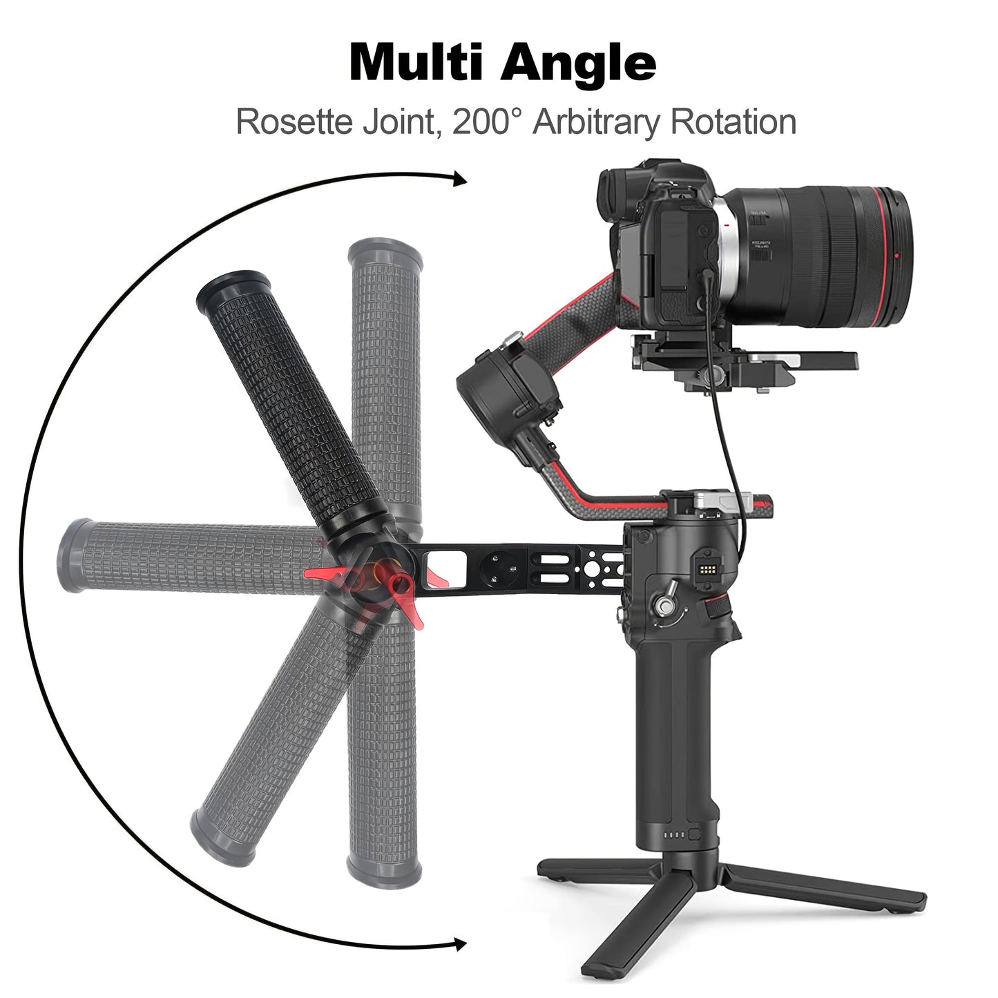 MINIFOCUS Handheld Gimbal Stabilizer Grip with NATO Clamp, Aluminum Alloy Camera Accessory, Expandable Multi-Function Mount, Adjustable Angle for DJI RS4/RS4 PRO/Ronin RS3 Mini/RS3/RS3 Pro/RS 2/RSC2 Gimbal Handle