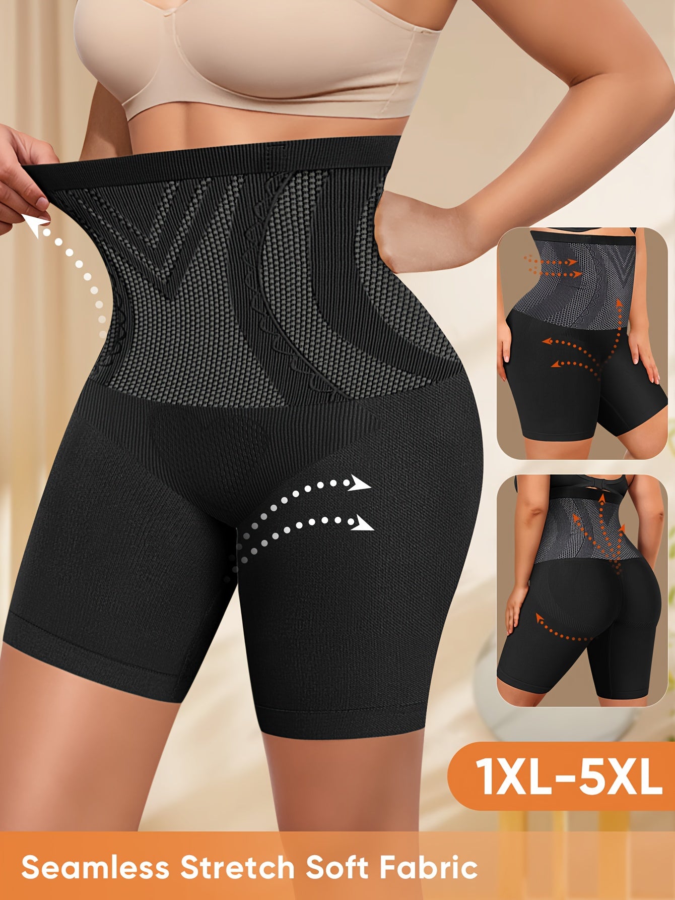 Future Fiber Plus Size High-Waisted Shapewear Panties | Aerodynamic Waistband Design, Midnight Poetry Commuter Invisible Life Support Belted Tummy Control Leggings for Women