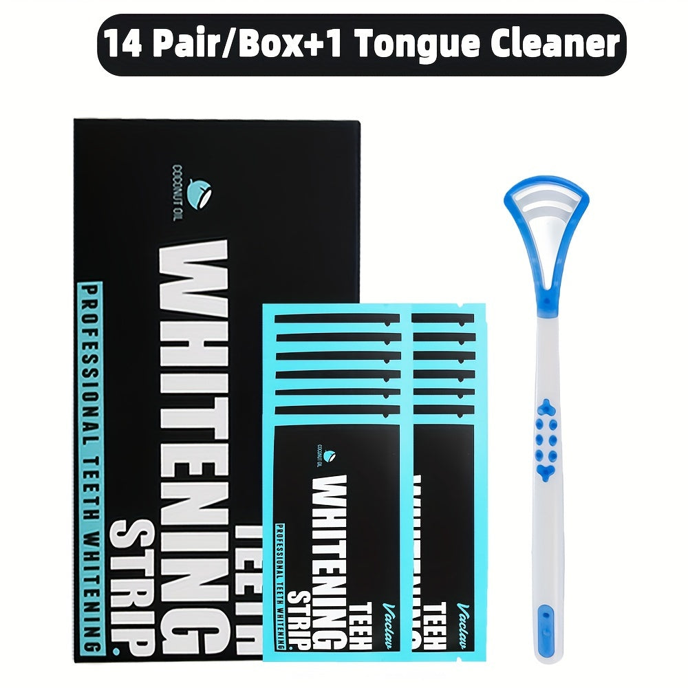 7/14/28 Pairs of Activated Carbon Teeth Whitening Stickers, Teeth Cleaning Stickers, Can Be Used with Tongue Coating Scraper, for Daily Use and Travel