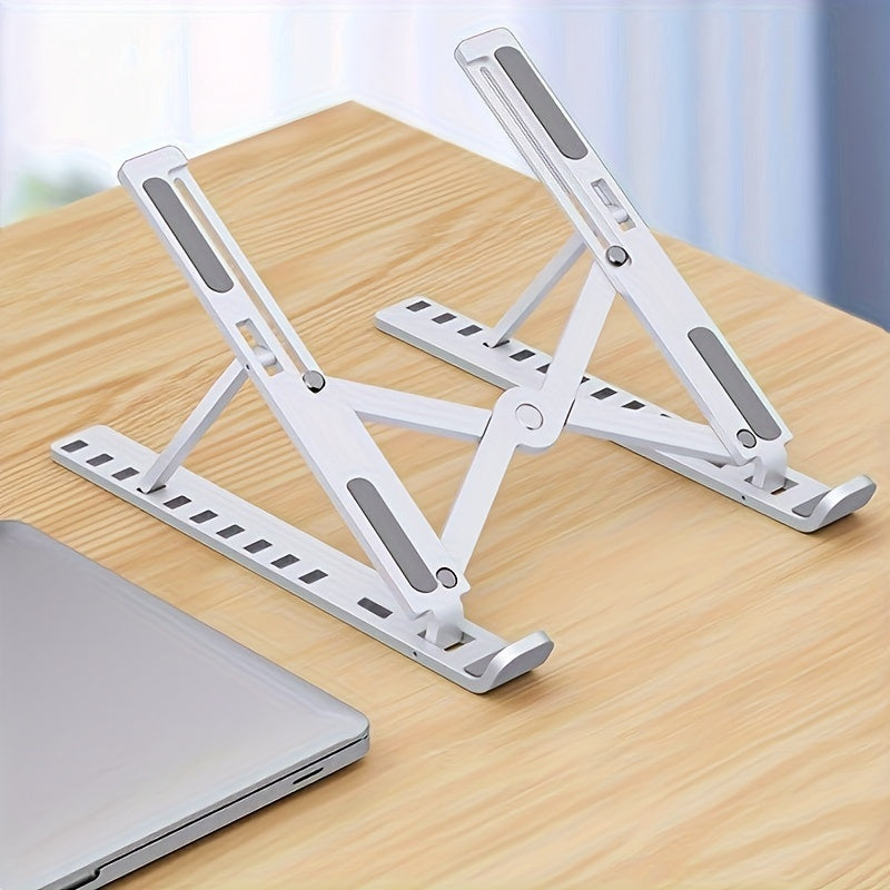 Foldable Adjustable Desktop Computer Cooling Stand - 54.61cm x 71.12cm White/Black, Adjustable Length for Laptop, Phone, Books, Ergonomic Design, Non-Slip Rubber Pads, Portable & Lightweight, Reduces Space Occupancy, Perfect