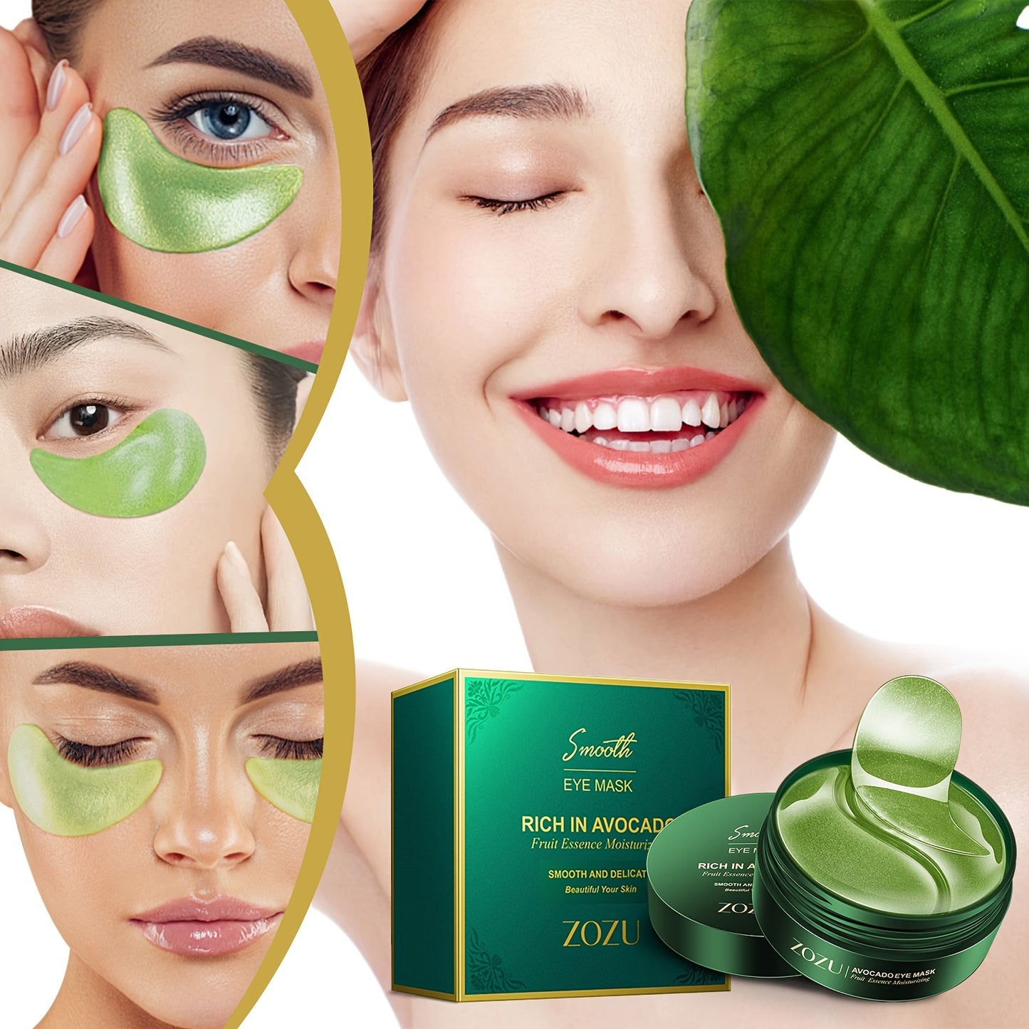 60pcs Moisturizing And Lifting Eye Masks For - Avocado And Golden Eye Patches For Firming And Tightening Under Eye Skin