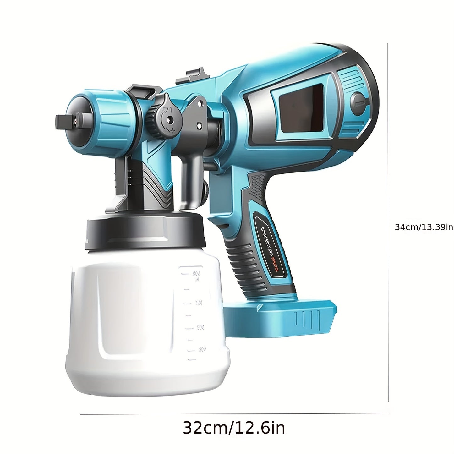 Fence Paint Sprayer with 2x 3000mAh Lithium Ion Batteries, HVLP Cordlss Paint Sprayer Compatible with Makita 18V Battery, 1000ml Tank 4 Nozzles And 2 Cleaning Tools, 3 Patterns Battery Spray Gun Paint Sprayer for Walls And Ce