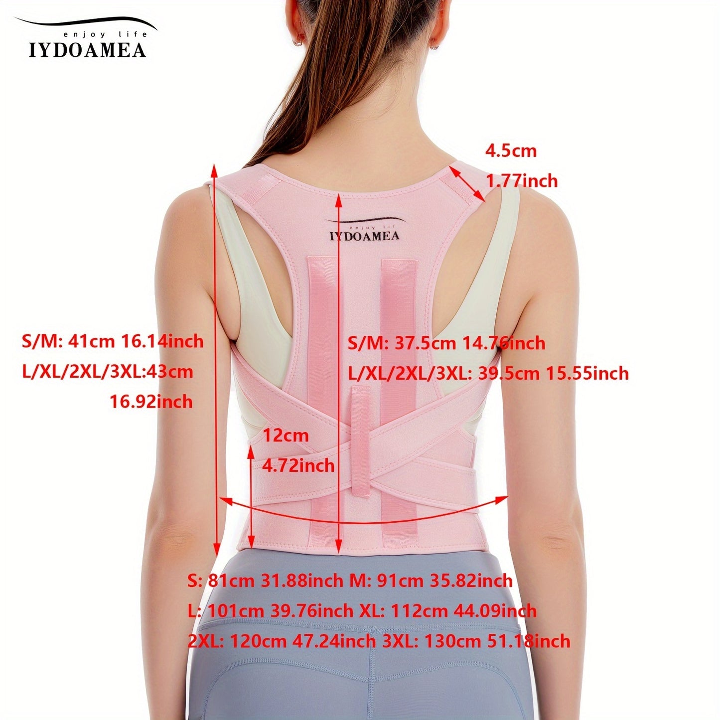 IYDOAMEA Women'S Posture Corrector - Adjustable Back Brace with Breathable Fabric, Ergonomic Design for Office, Travel, and Home Use, Pink, Comfortable & Durable, Sleek Design
