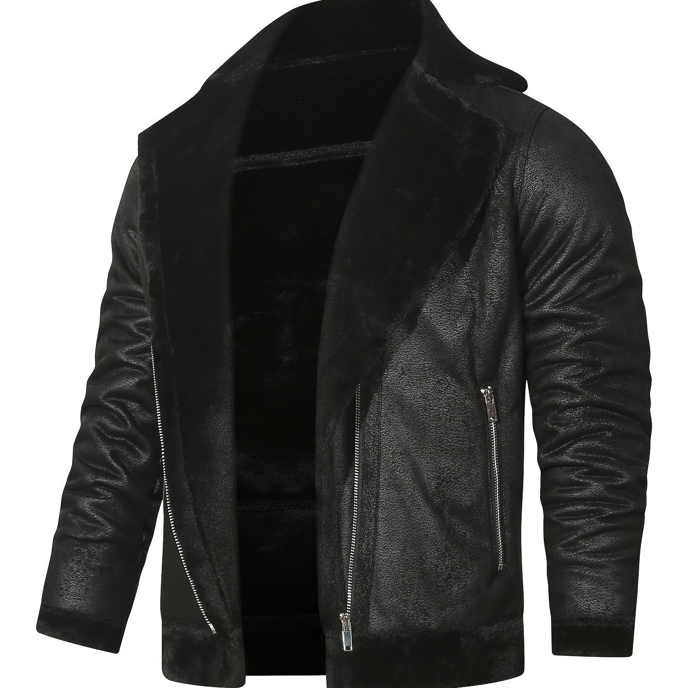 Men's Pu Jacket, Chic Faux Leather Jacket For Fall Winter