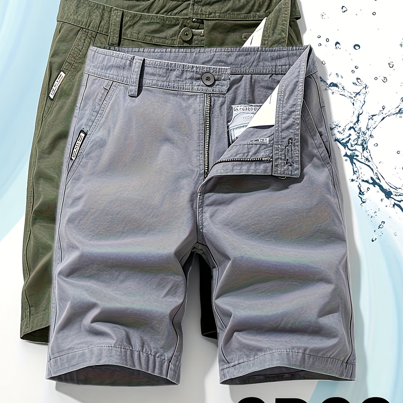 Two-Piece Set, Men's Solid Color Outdoor Casual Comfortable Breathable Multi-Pocket Cargo Shorts