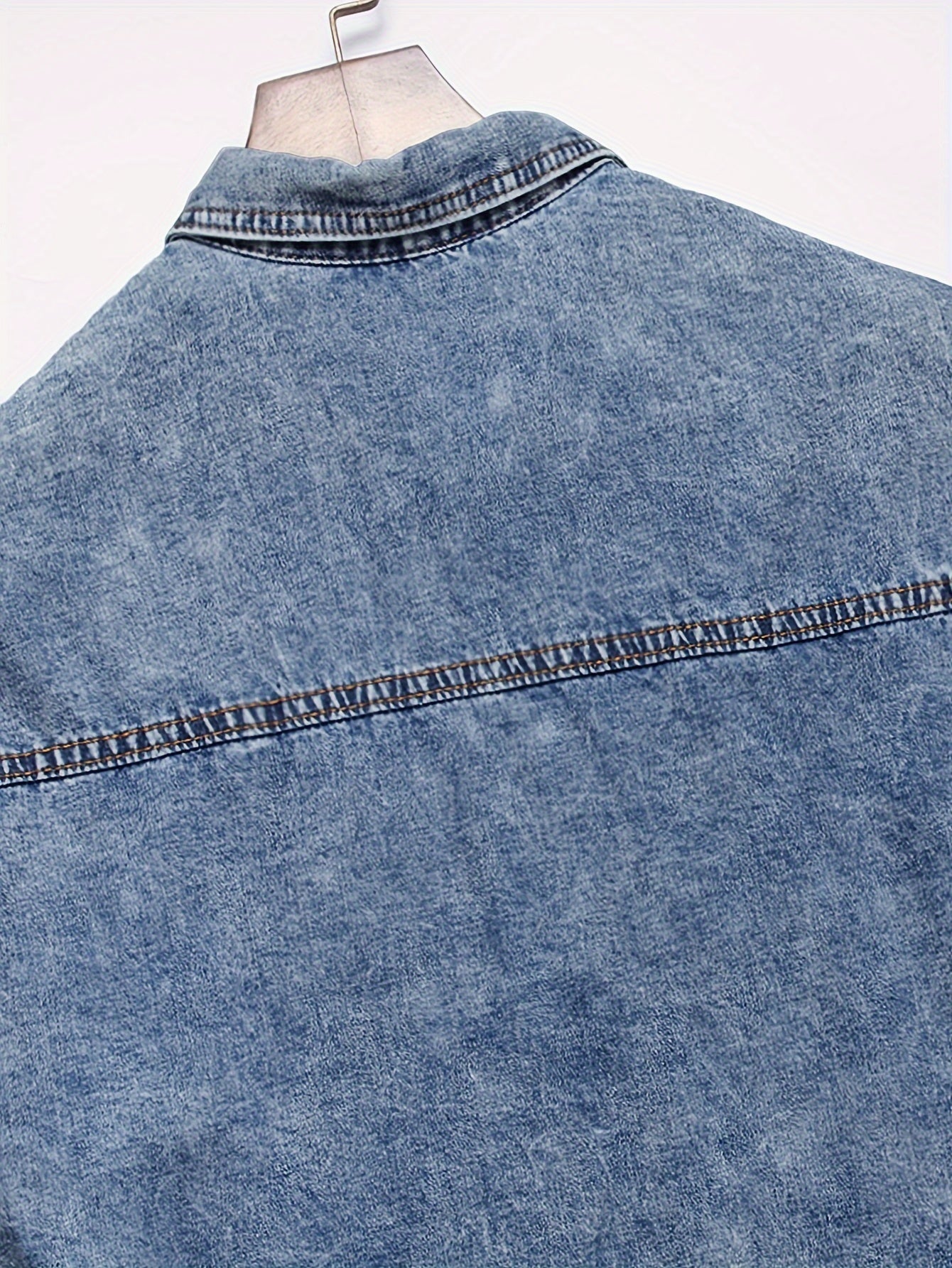 Men's Trendy Ripped Design Casual Button Up Long Sleeve Denim Shirt, Men's Clothes For Spring Summer Autumn, Tops For Men
