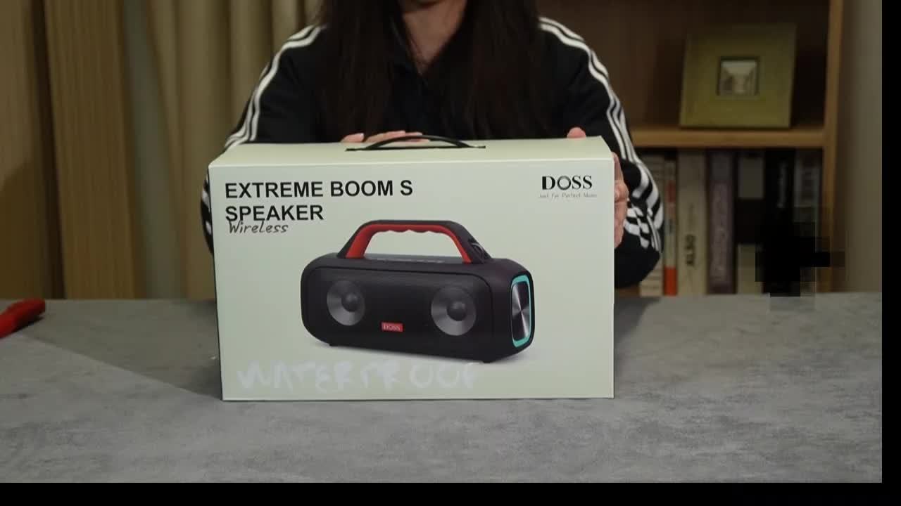 DOSS Extreme Boom S Portable Speaker, Wireless 5.3 with 60W Stereo Sound, Rich Bass, IPX6, 25H Playback Time, TWS, LED Lights, Suitable for Camping, Beach, Pool Outdoor Speakers - 507S