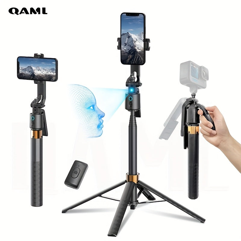 QAML  2025 NEW Q13 AI Selfie Stick Tripod with 360° Face Recognition Follow Mode, ai face tracking, auto face tracking tripod Multi-Function Phone Holder with Remote, Extendable Travel Tripod, Universal 1/4 Inch Screw Compat
