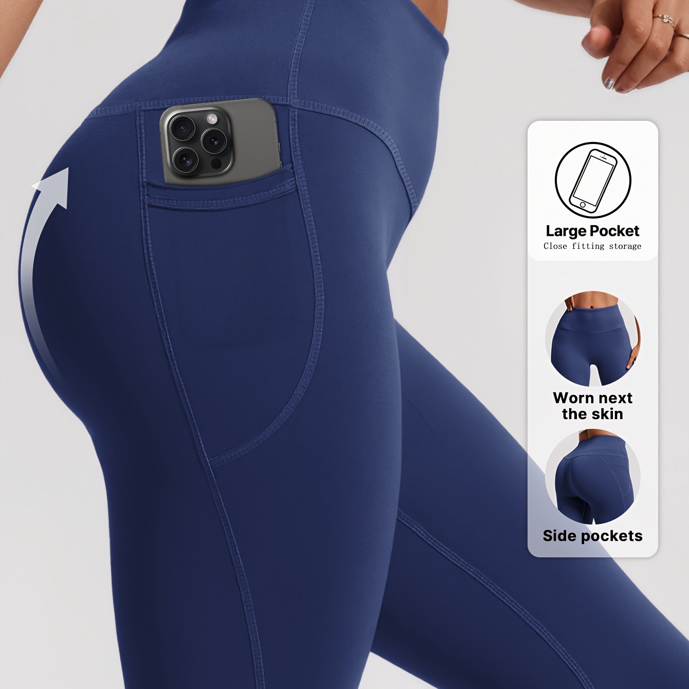 SOYUN Women'S High-Waisted Yoga Leggings with Pockets - Tummy Control Butt Lifting Design, Medium-Stretch Solid Color Workout Pants for Cycling, Running, Gym & Yoga - All-Season Comfort, No Belt Needed, Yoga Pants, Fitness Ap