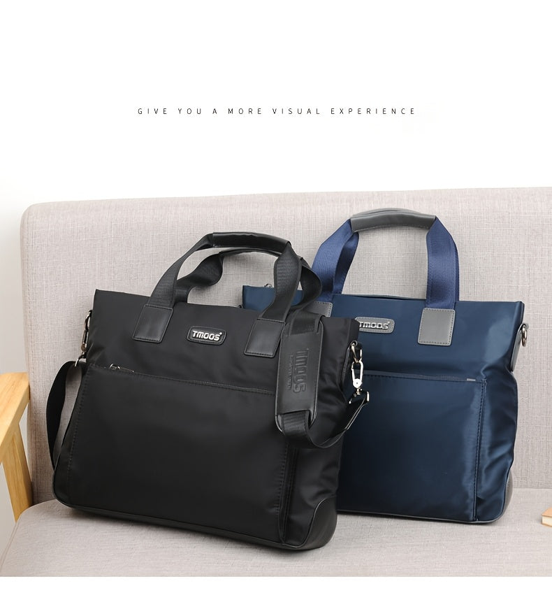 TMOOS Men'S Lightweight Oxford Business Casual Tote Bag - Large Capacity Multi-Compartment, Adjustable Shoulder Strap, Durable & Stylish for Work, Travel, and Everyday Use, Travel Tote Bag, Professional Appearance, Secure Zip
