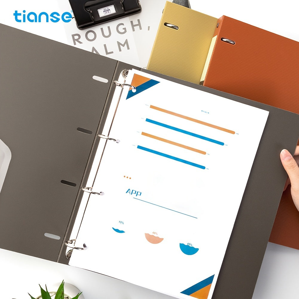 1pc TIANSE 4 Hole File Folder, A4 Size, 200 Sheets Capacity, Binder Folder Perfect For Classified Management Of Office Home School Student Documents Test Papers