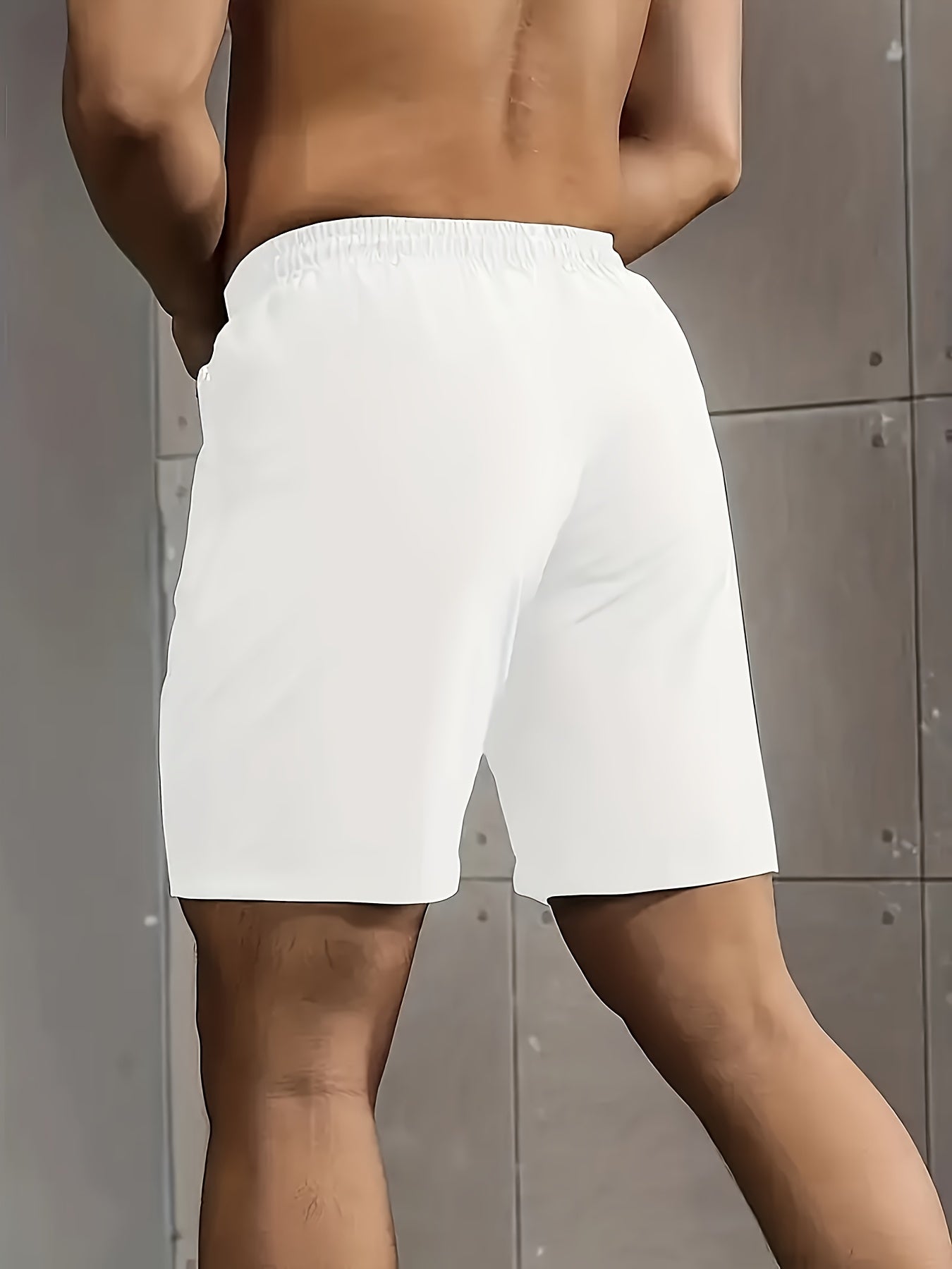 Men'S Summer Casual Shorts, New Fashion Loose Fit Sports Running Fitness 5/4 Pants, Polyester, Zipper, Print Pattern, Slight Stretch Fabric, 120g/m², Woven, with for Men