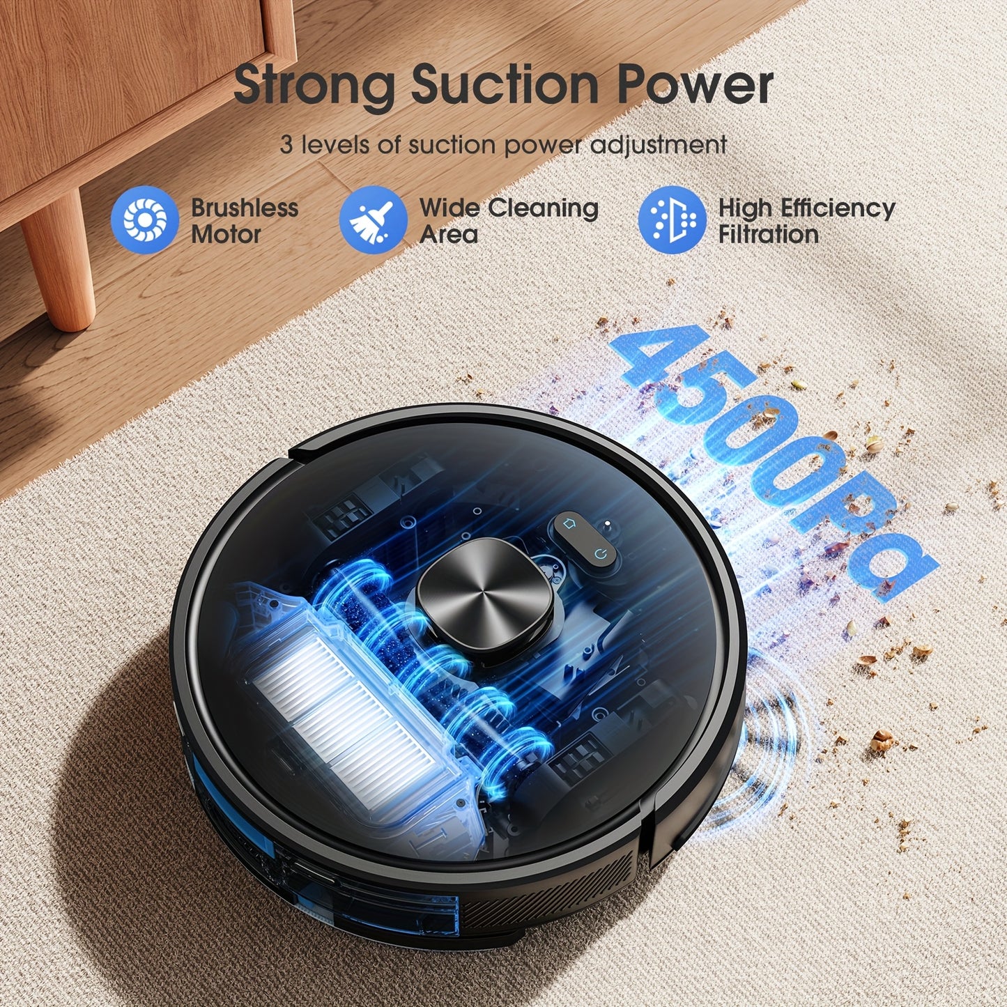 Robot Vacuum Cleaner And Mop Combo 4500Pa, Lubluelu SL60Ultra Robotic Vacuum, 150Mins Max, 56dB, 24 No-Go Zones for Pet Hair Carpets Floor, Christmas&Halloween Gifts, Robot Vacuum And Mop, Vacuum Cleaner Robot, Robot Vacuum C