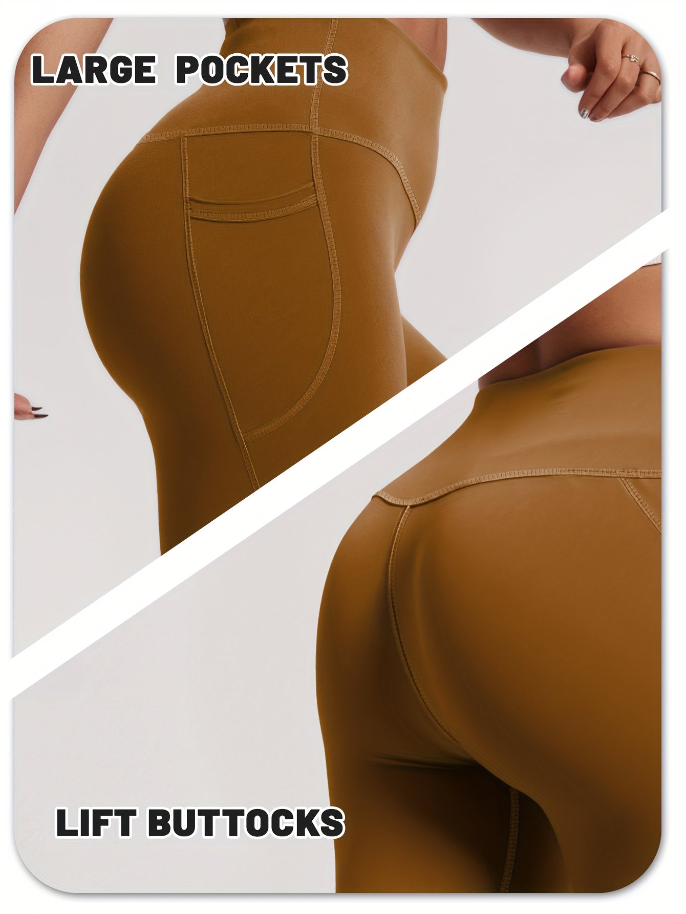 SOYUN Women'S High-Waisted Yoga Leggings with Pockets - Tummy Control Butt Lifting Design, Medium-Stretch Solid Color Workout Pants for Cycling, Running, Gym & Yoga - All-Season Comfort, No Belt Needed, Yoga Pants, Fitness Ap