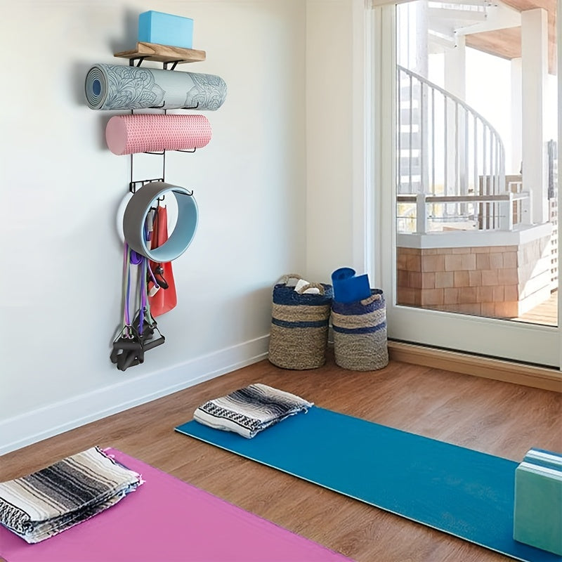 Suporte de Parede para Tapete de Yoga e Acessórios