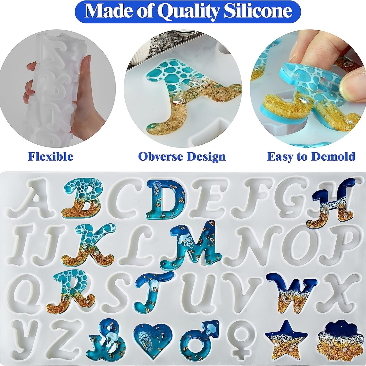168pcs Obverse Alphabet Resin Molds Kit, Silicone Molds for Resin Casting DIY, Letter & Ornament Epoxy Molds Resin Keychain Making Set with 1 Hand Drill 2 Drill Bits 164pcs Keychain Supplies