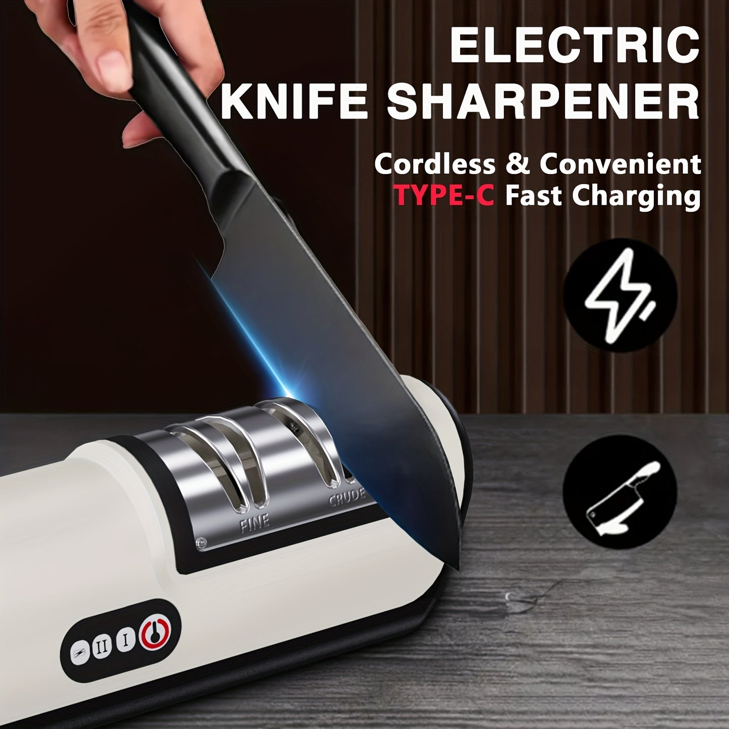 Electric Knife Sharpener - USB Rechargeable, 20° Precision Edge for Kitchen & Pocket Knives | Fast Sharpening & Polishing | Compatible with Chef Knives, Santoku, Ceramic, Slicing & Paring Knives,  Compact Design, Highquality