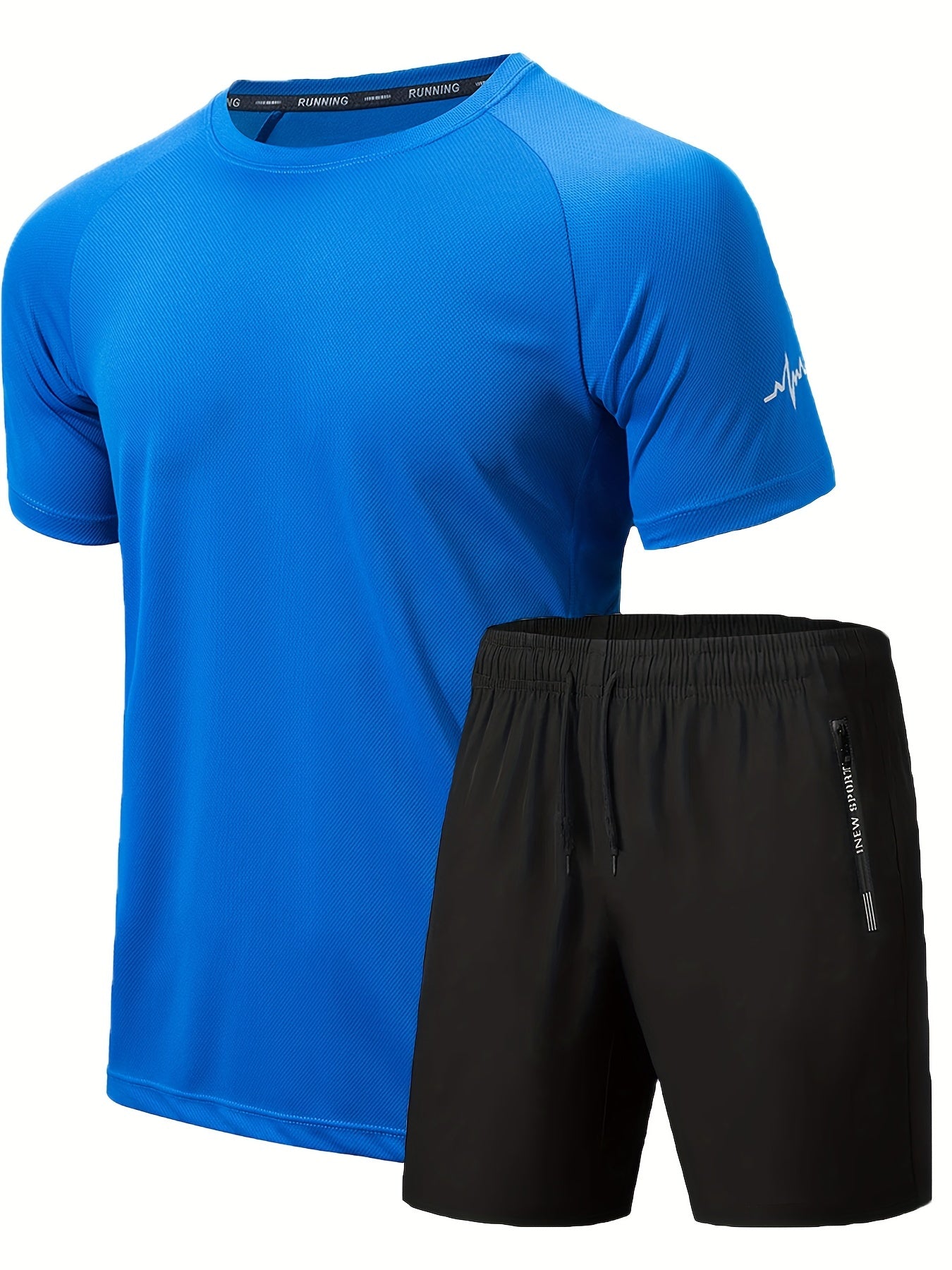 Men's 2Pcs Outfit, Solid Workout Short Sleeve T-shirt & Drawstring Shorts For Basketball Football Exercise Training Running Gym
