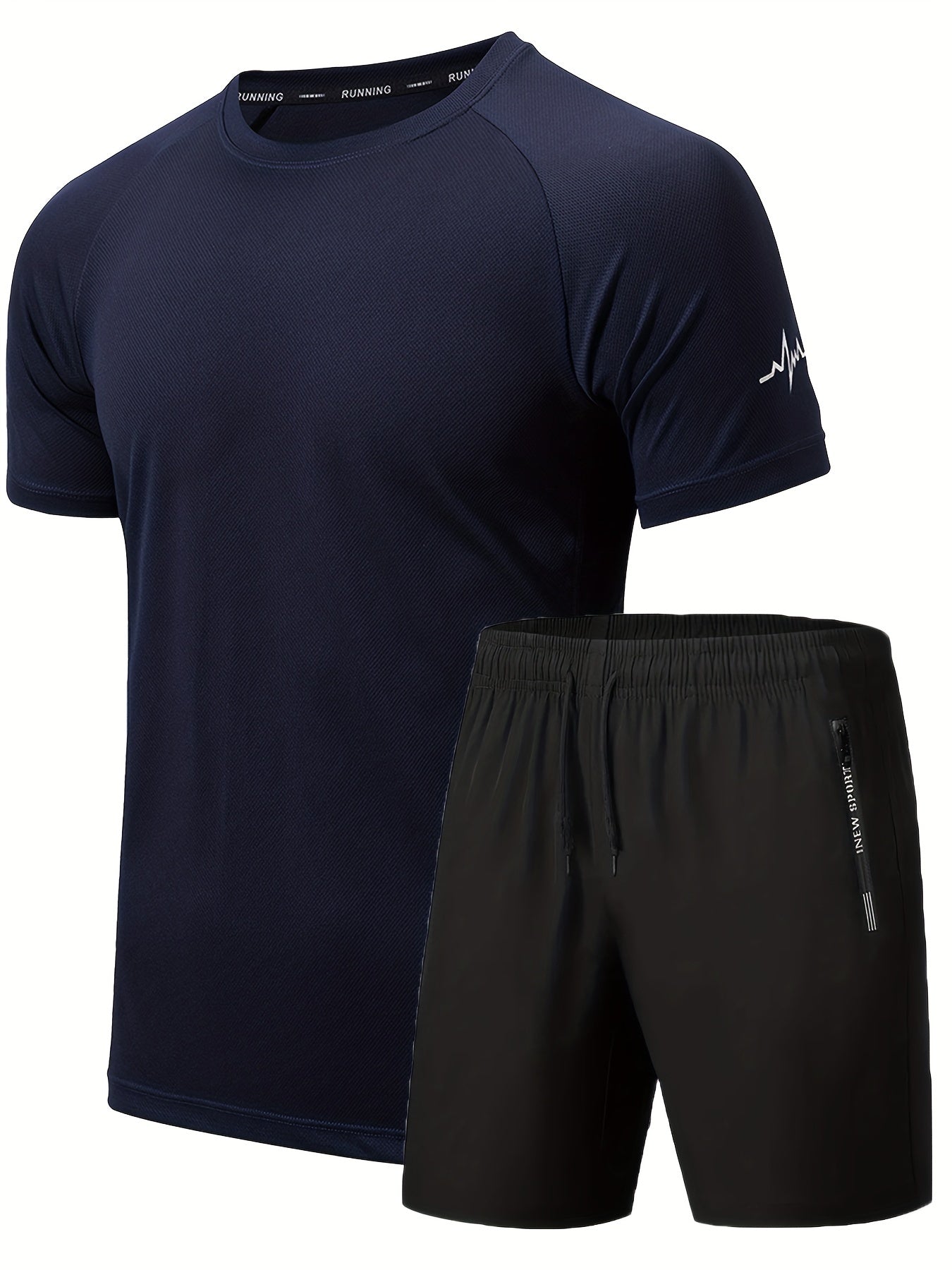 Men's 2Pcs Outfit, Solid Workout Short Sleeve T-shirt & Drawstring Shorts For Basketball Football Exercise Training Running Gym