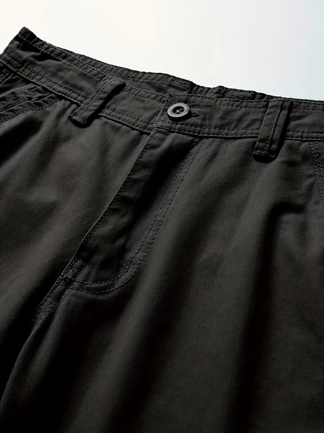 Two-Piece Set, Men's Solid Color Outdoor Casual Comfortable Breathable Multi-Pocket Cargo Shorts