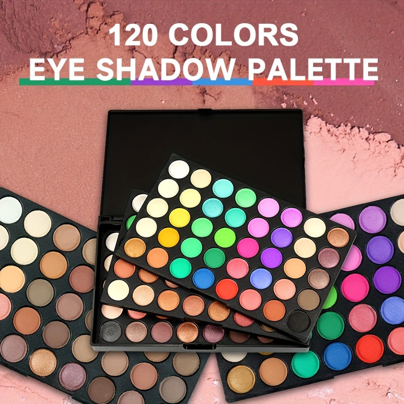 120 Colors Eyeshadow Palette with 8pcs Pink Makeup Brushes Set Matte Shimmer Highly Pigmented Long Lasting Waterproof Eye Shadow Kit, Carnival/Mardi Gras/Masquerade