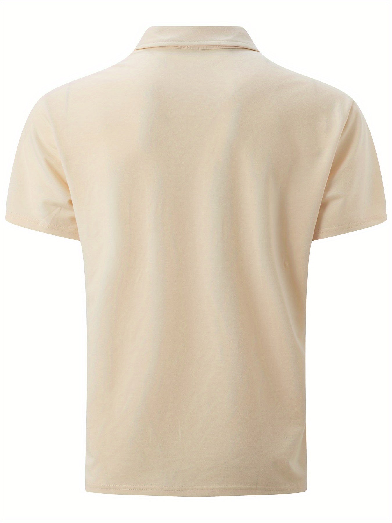 Solid Color Men's Lightweight Short Sleeve Lapel Shirt For Summer Sports