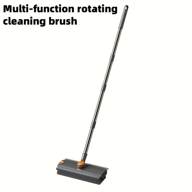 Heavy-Duty Floor Scrub Brush with Long Handle - Stainless Steel & Plastic Construction, Rotating Head for Efficient Cleaning of Floors, Carpets, Walls, Patios, Bathrooms - Durable Multi-Surface Brush for Hardwood, Tile, Linol