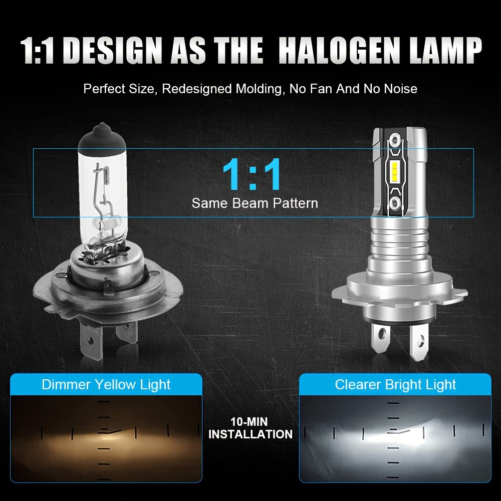 LupuAuto 4pcs H7 H1 LED Car Headlight Combo Kit, 6000K Cool White 300% Bright Led H7 H1 Low/High Beam Light, 1:1 Mini Size Plug And Play