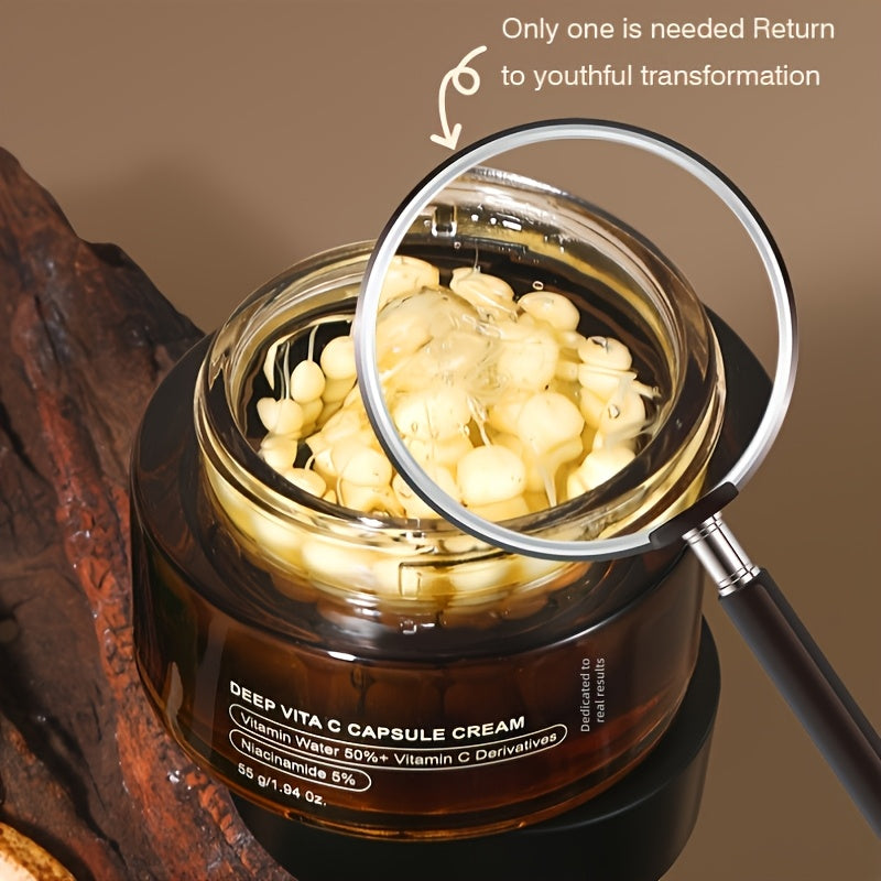 Vitamin C Capsule Cream, Facial Moisturizer | Lightweight Hydrating Cream with PDRN & Retinol for Uneven Light Beige and Radiance | Korean Skincare 1.94oz