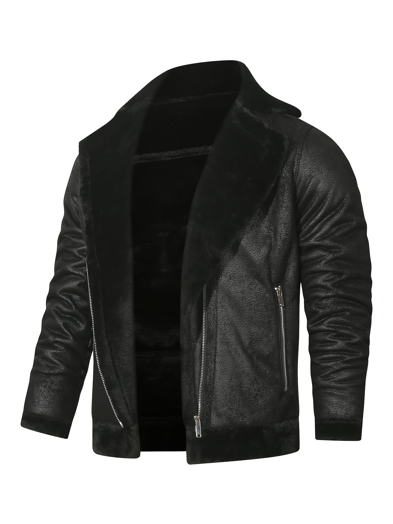 Men's Pu Jacket, Chic Faux Leather Jacket For Fall Winter