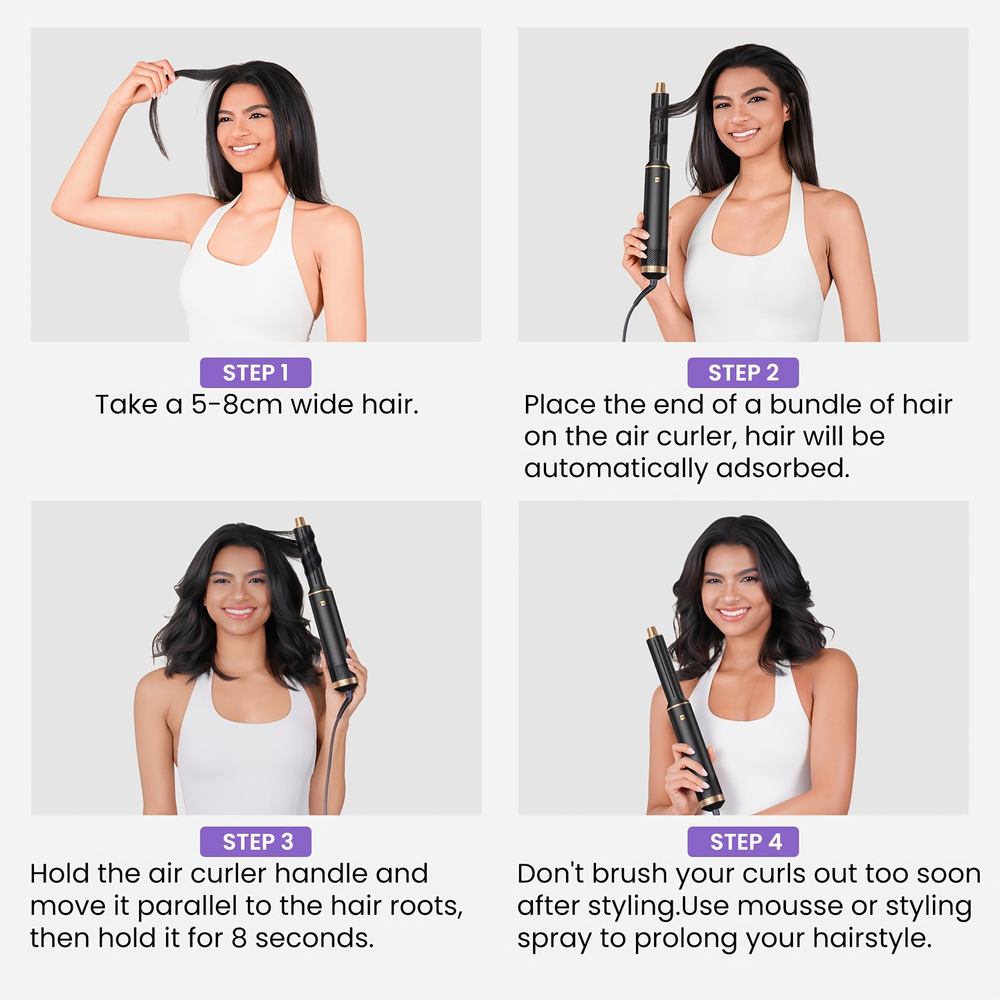 5-In-1 Hot Air Styling Brush with an Upgraded Detachable Design, Featuring a Hair Curler And a 1000W Hot Air Curling Wand, Equipped with an EU Plug.