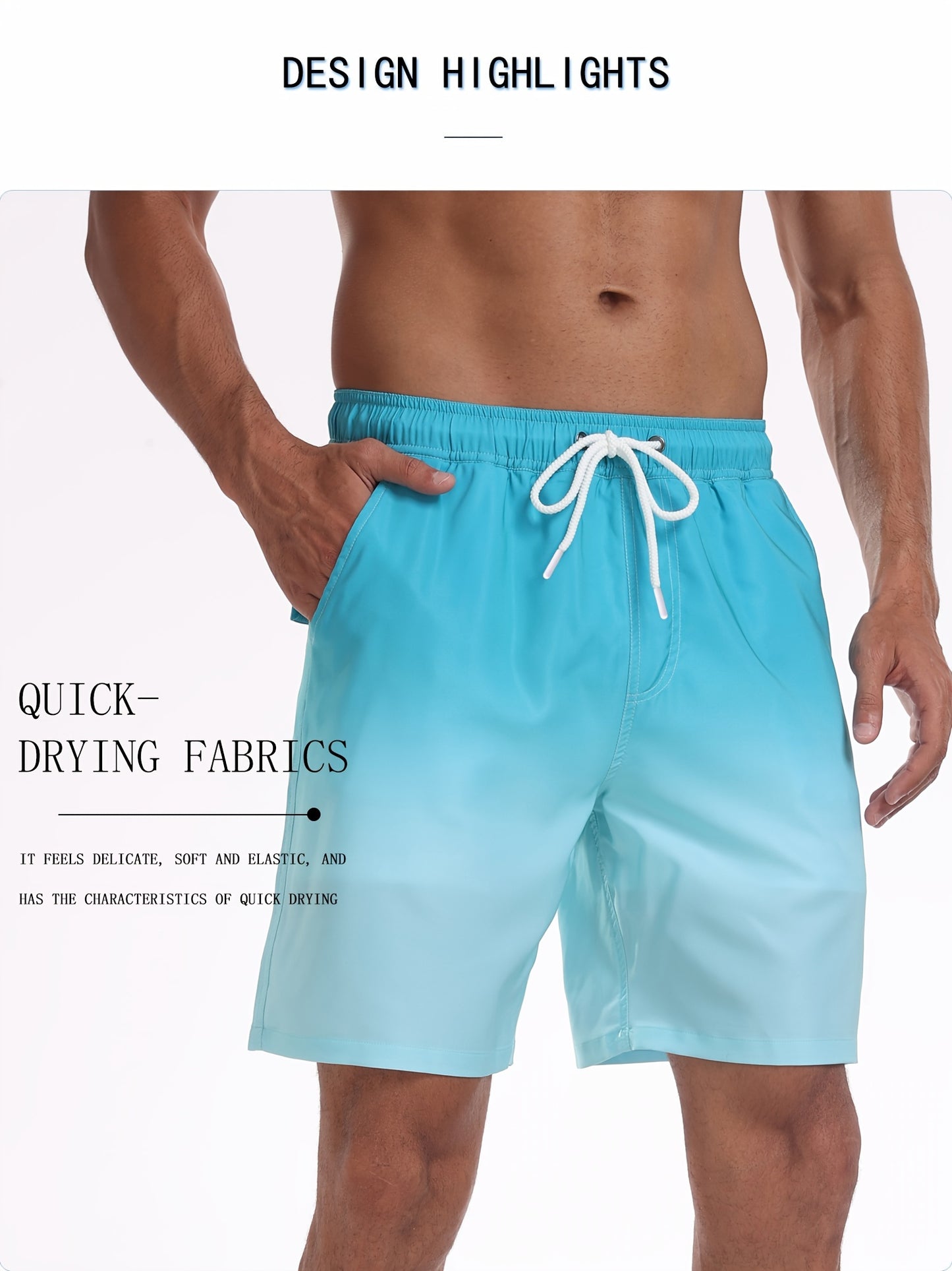 Men's Quick-Dry Beach Shorts with Tropical Palm Tree & Palm Leaf Print - Breathable Stretch Fabric for Summer, Outdoor, Hiking, Swimming - Machine Washable Casual Athletic Shorts, Outdoor Activewear, Summer Shorts