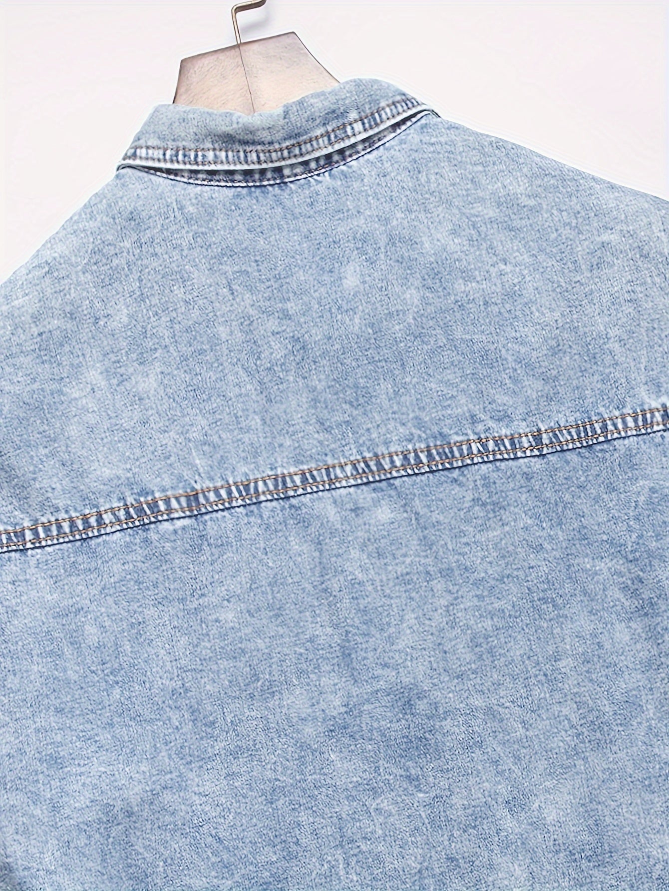 Men's Trendy Ripped Design Casual Button Up Long Sleeve Denim Shirt, Men's Clothes For Spring Summer Autumn, Tops For Men