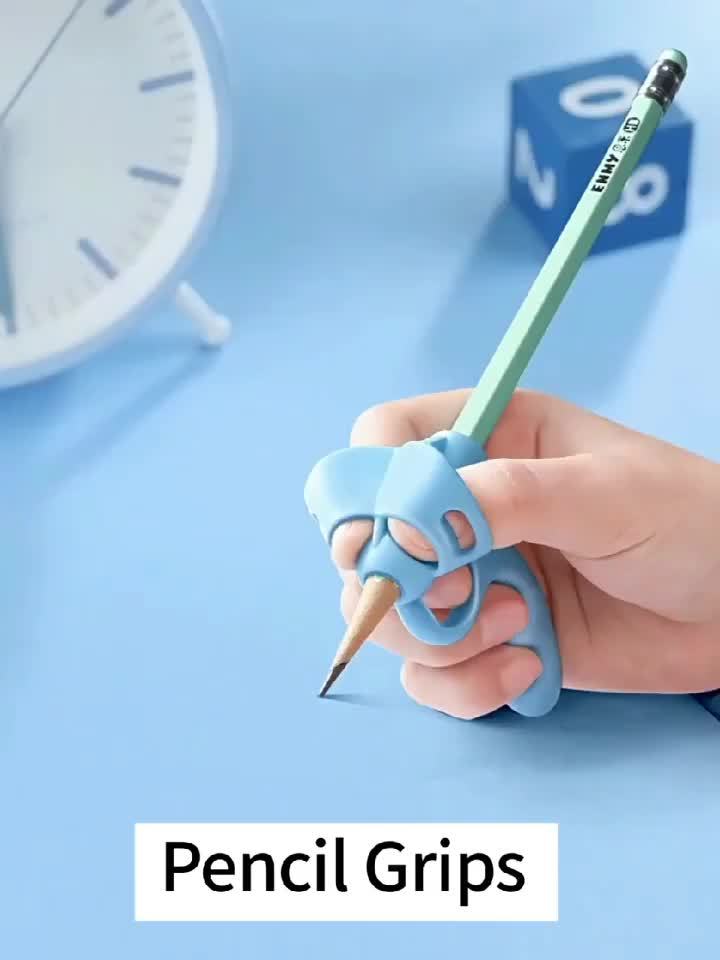 1/2/3/4-Pack Silicone Pen Grip Correctors - Handwriting Practice Aid with Soft Rubber Pencil Holders, Blue & Pink for Improved Posture & Error Correction, Educational Tool, Playful Design, Flexible Design