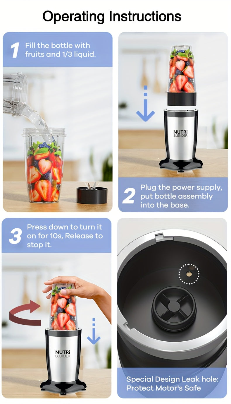 Smoothie Blender, Milkshake And Smoothie Blender, 15pcs Kitchen Personal Blender And Grinder Combo, Single Blender for Making Juice, Baby Food And Nutritional Recipes with Clean Brush
