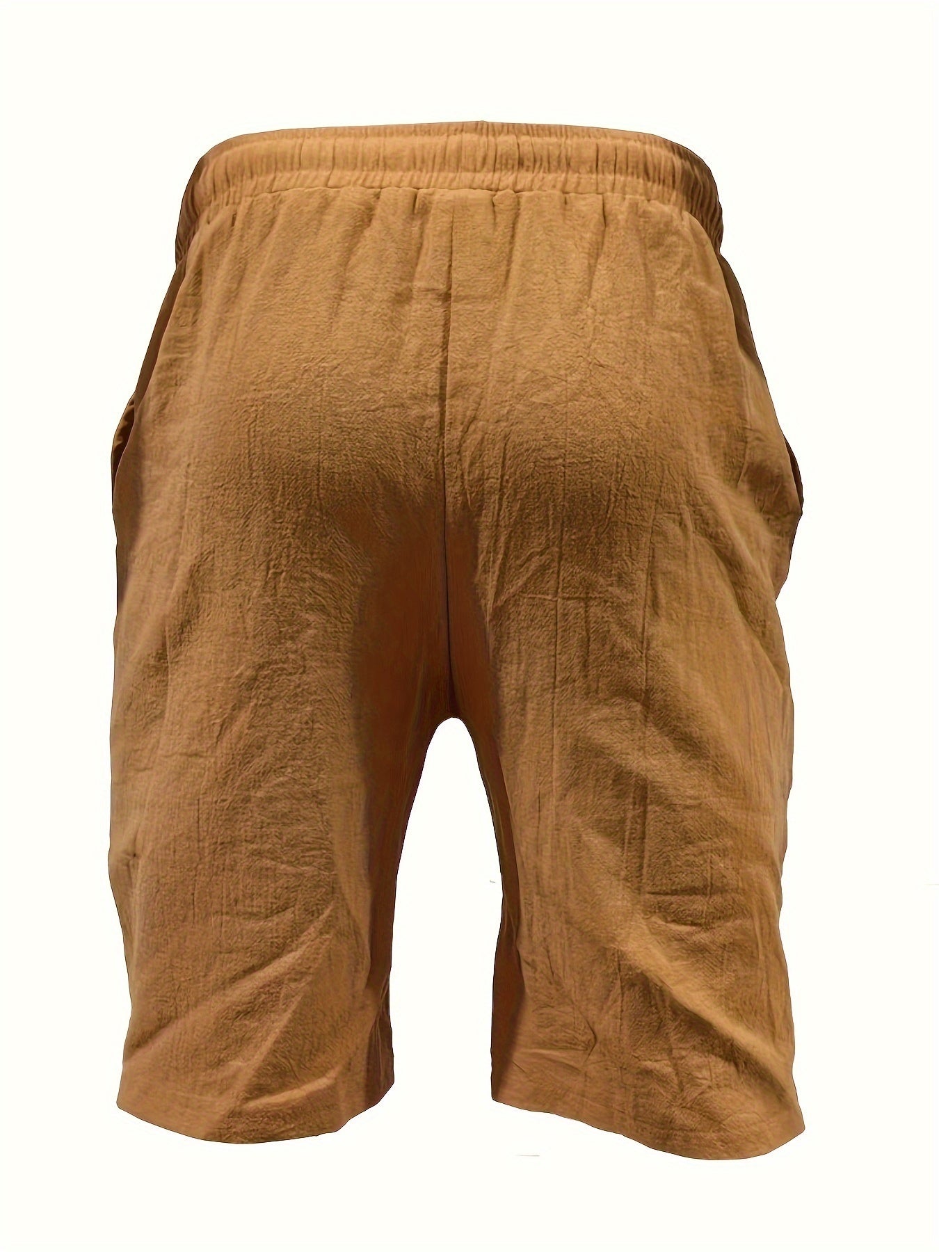 Men's Summer Shorts, Drawstring Elastic Waist, Straight Leg Solid Color Breathable Casual Beach Capri Pants - Three-Pack