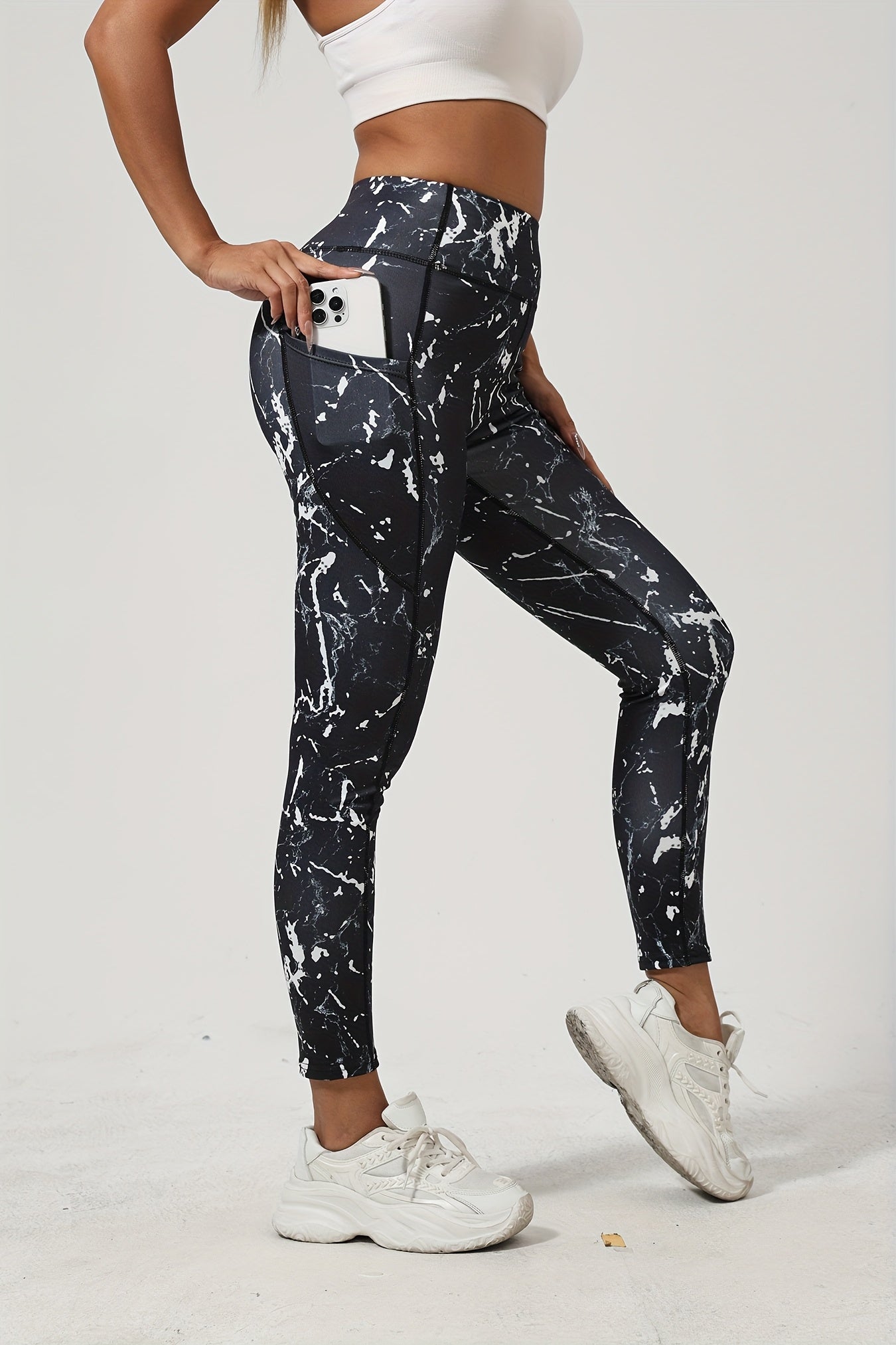 Three-Pack Tie-Dye Print Yoga Pants, Polyester Spandex Fabric Soft Comfortable High Waist Stretchy Fitted Leggings for Daily Wear Workout Casual Cycling Outdoor