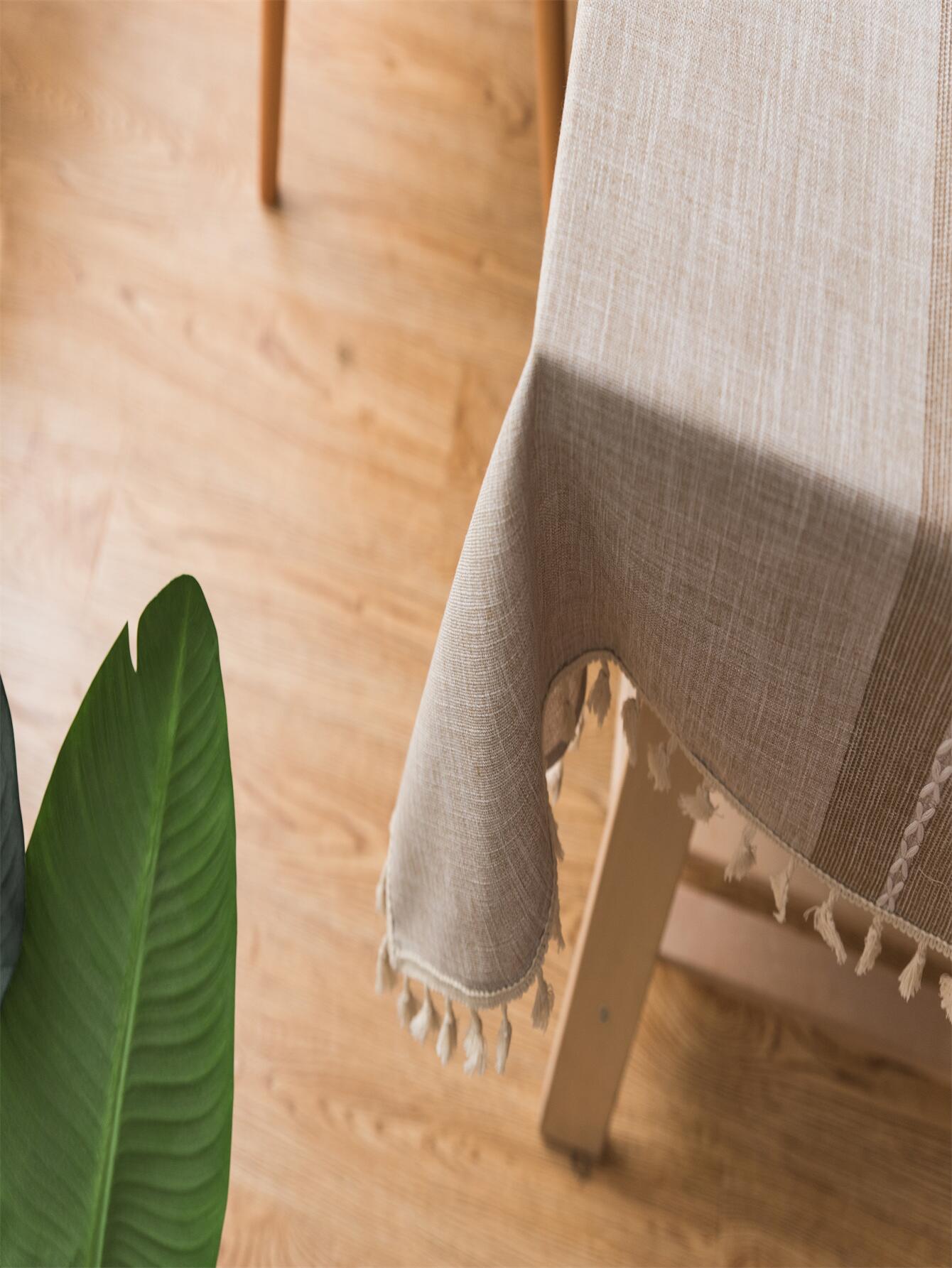 1pc Rustic Tassel Tablecloth - Stain Resistant, Washable, and Perfect for Picnics, Camping, Weddings, Birthday Parties, Thanksgiving, Restaurants, and Buffet - Home Kitchen Decor