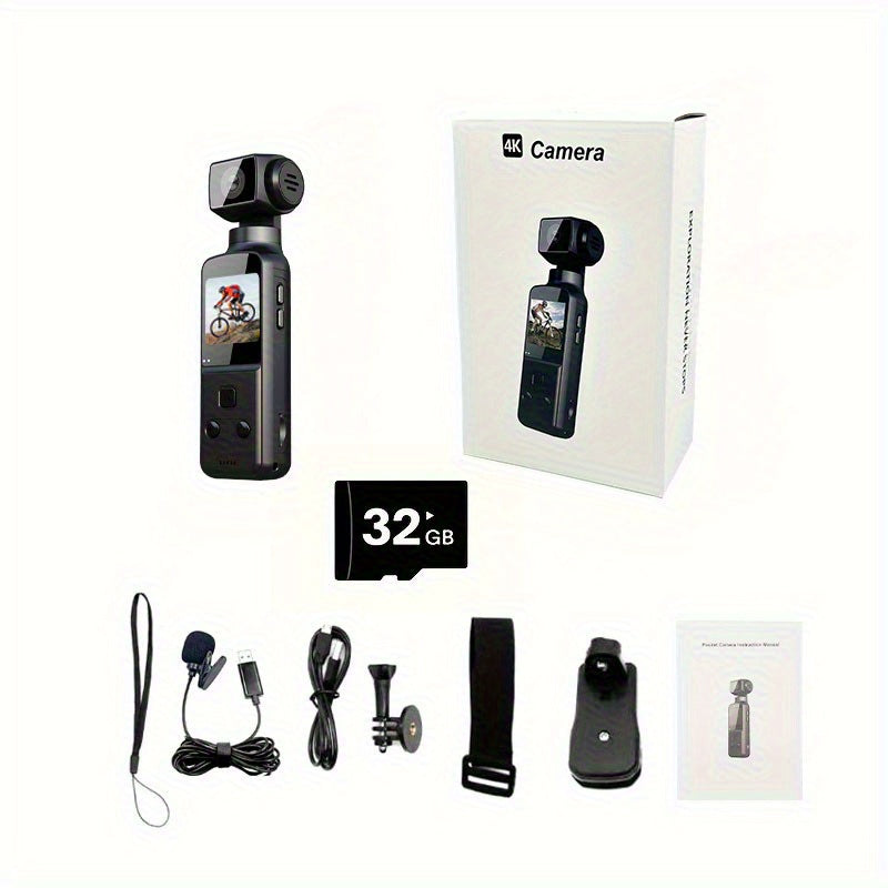 1pc 5K Vlog Camera with 3-Axis Gimbal & Magnetic Mount | 270° FOV + 3.38cm CMOS for American Style Beauty | Pocket-Sized | USB-C Fast Charge | Ultimate Travel/ Back to School Vlogging Kit (Easter Gifts Ready)