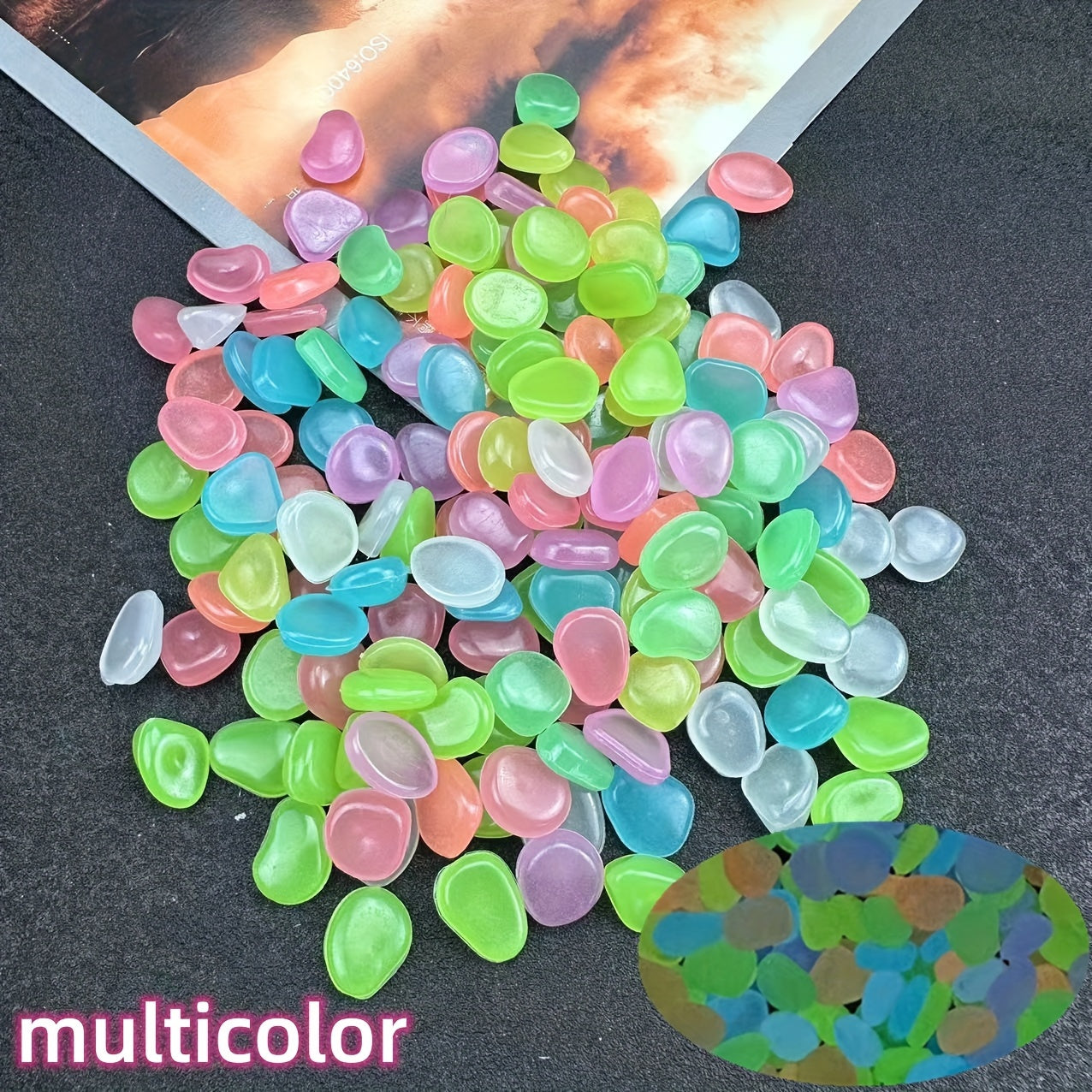 100pcs/500pcs Outdoor Luminous Miniature Pebbles, Garden Potted Mini Garden Accessories, Garden Decoration, Garden Supplies, Wedding Party Decoration, Festival Supplies, Garden Aquarium Dark Glow-in-the Dark Luminous Stone! (