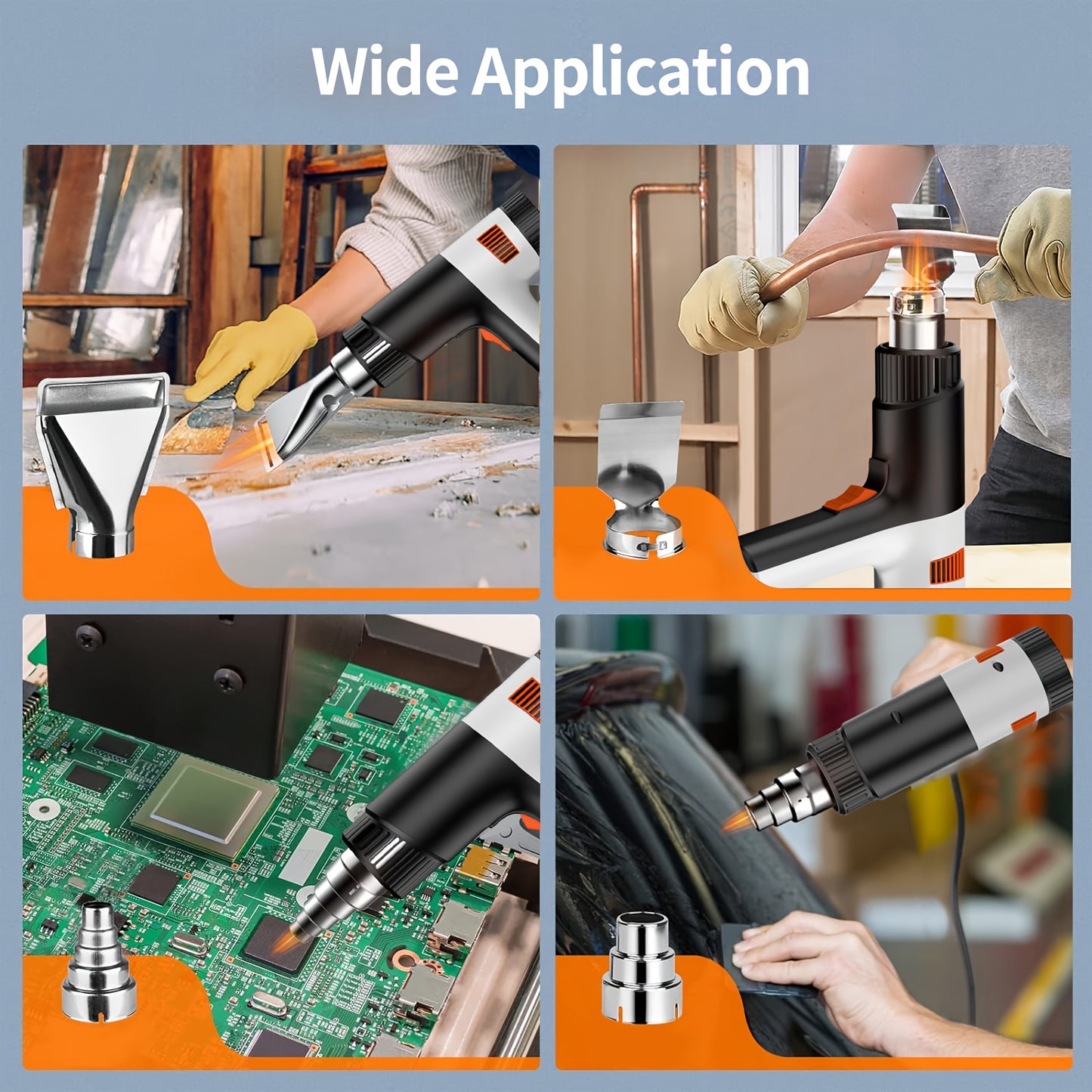 2000W Electric Heat Gun for Car Film Application, Air Dryer & Welding - Compact Packaging, Mini Heat Gun Cordless, Heat Gun with Battery Included, Portable Heat Gun, Hot Air Heat Gun Resin, Heat Gun for Craft, Lightweight Too