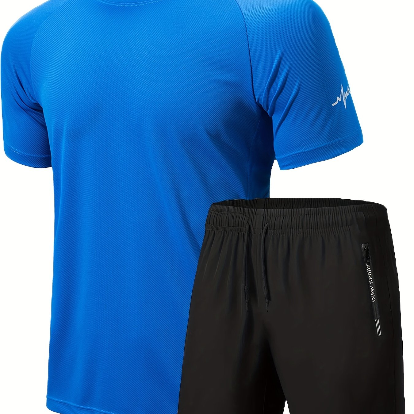 Men's 2Pcs Outfit, Solid Workout Short Sleeve T-shirt & Drawstring Shorts For Basketball Football Exercise Training Running Gym