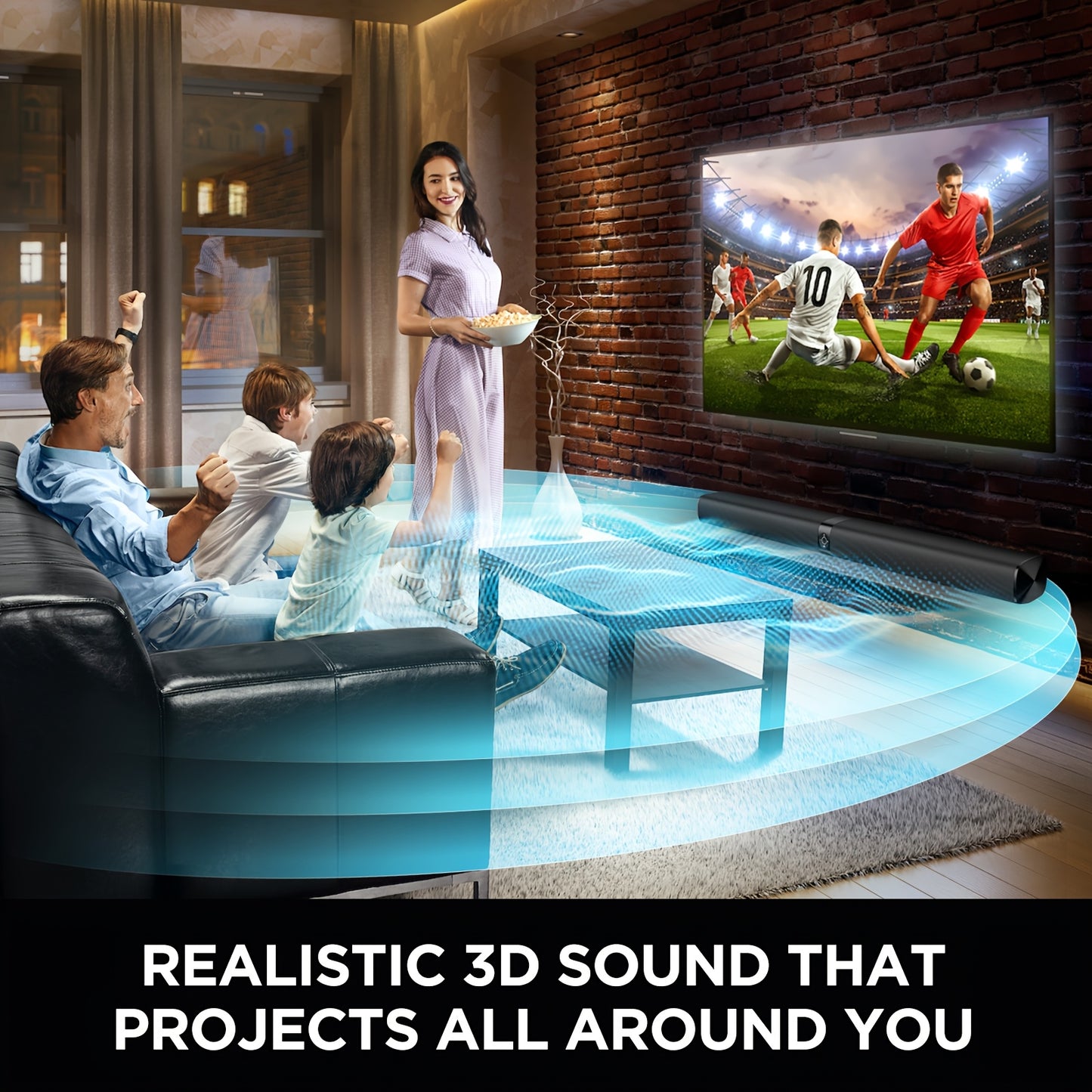 SoundBar For Smart TV, 2-in-1 Sound Bar Wireless Speaker, Deep Bass, TV Audio System With ARC/Opt/AUX For Enhanced Home Theater Sound