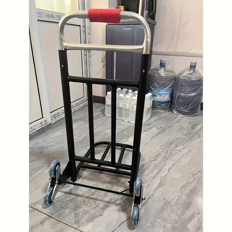 1pc Heavy-Duty Folding Hand Truck with Stair-Climbing Wheels, Compact Folding Cart, Heavy Load Capacity, for Home, Warehouse, Grocery Shopping, Moving - Space-Saving Design