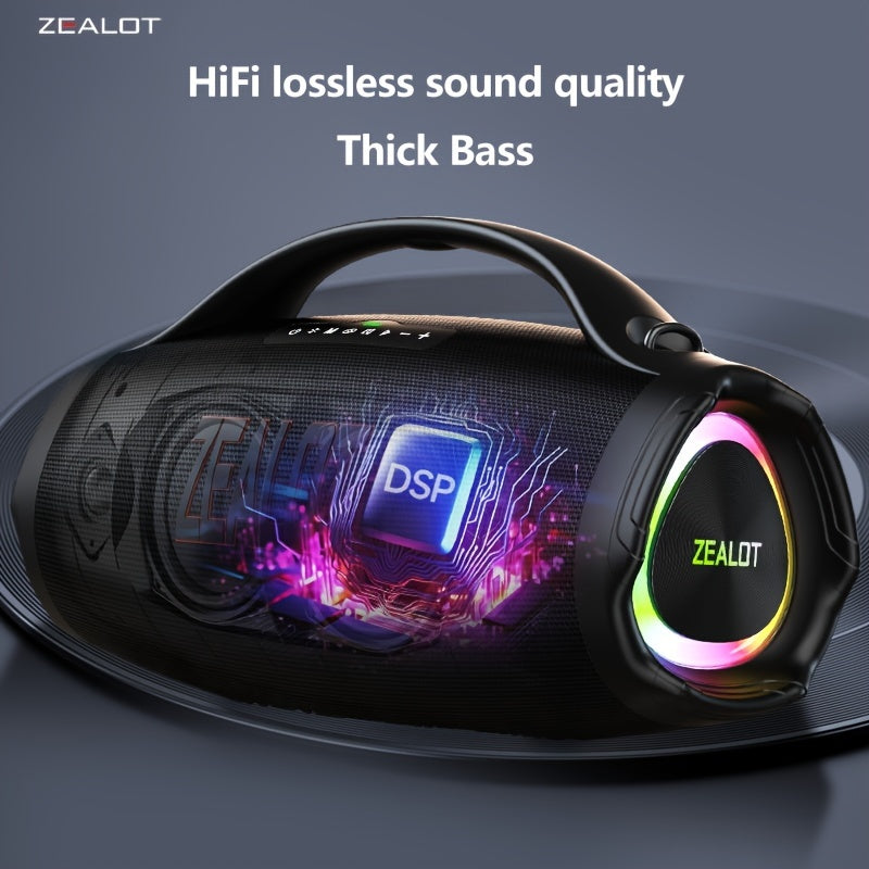 Zealot S98 Portable Wireless Speaker - 160W High-Power, 60H Playtime, IPX5, Fast Charging, Dual Pairing, Shocking Subwoofer, 36000mAh Battery, DSP Technology, Black with Red Accents