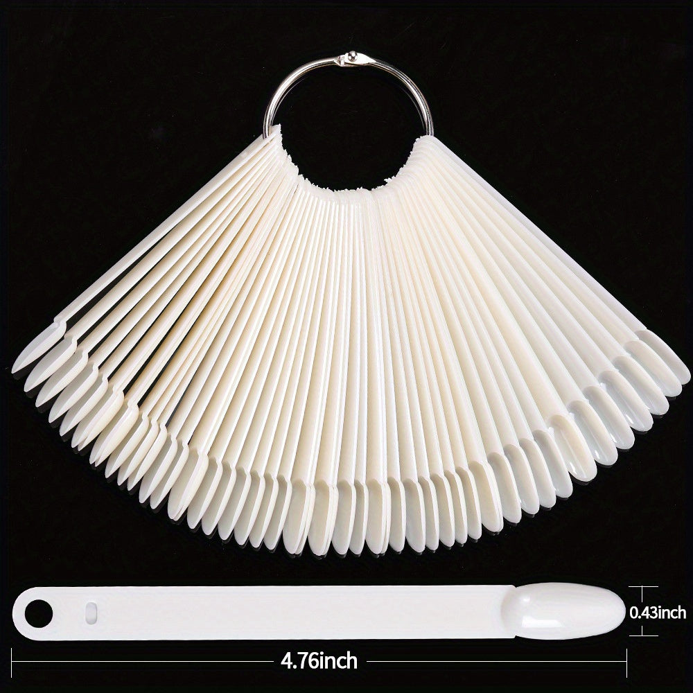 50Pcs Nail Display Tips Clear Nail Swatches Tips For Display Nail Samples Gel Polish Palette Color Chart Manicure Practicing Tools