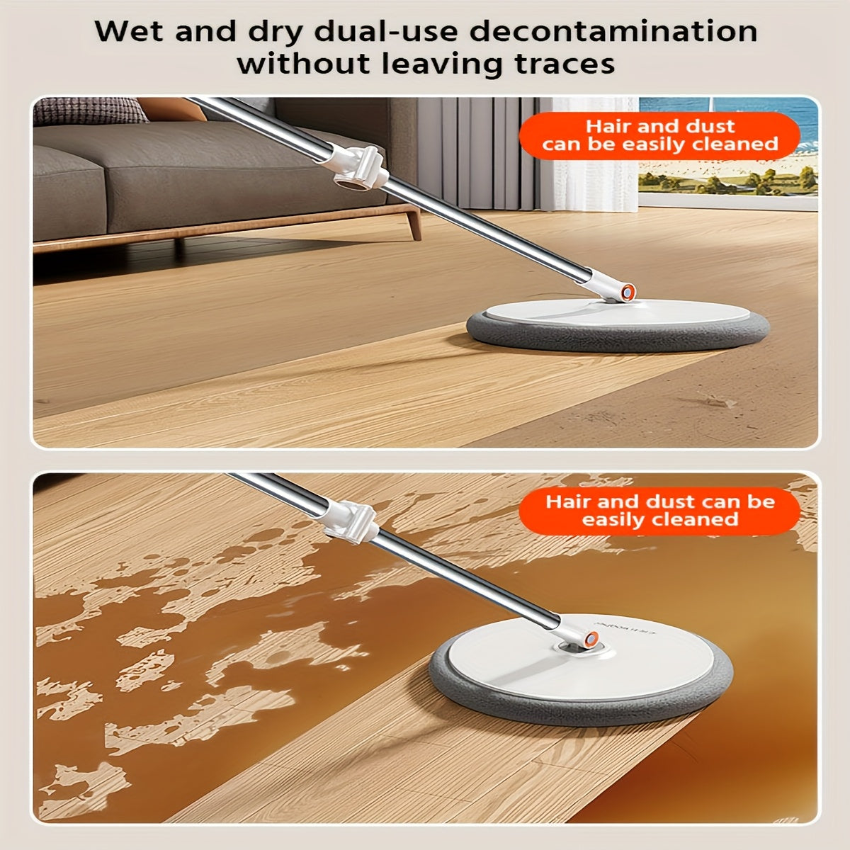 Joybos Spin Mop and Bucket System with 6 Microfiber Cloths - Hands-Free Wringing, 90° Adjustable Stainless Steel Handle, Dual Water Tanks for Clean/Dirty Separation - Efficient Floor Cleaner for Kitchen, Bathroom, Bedroom &