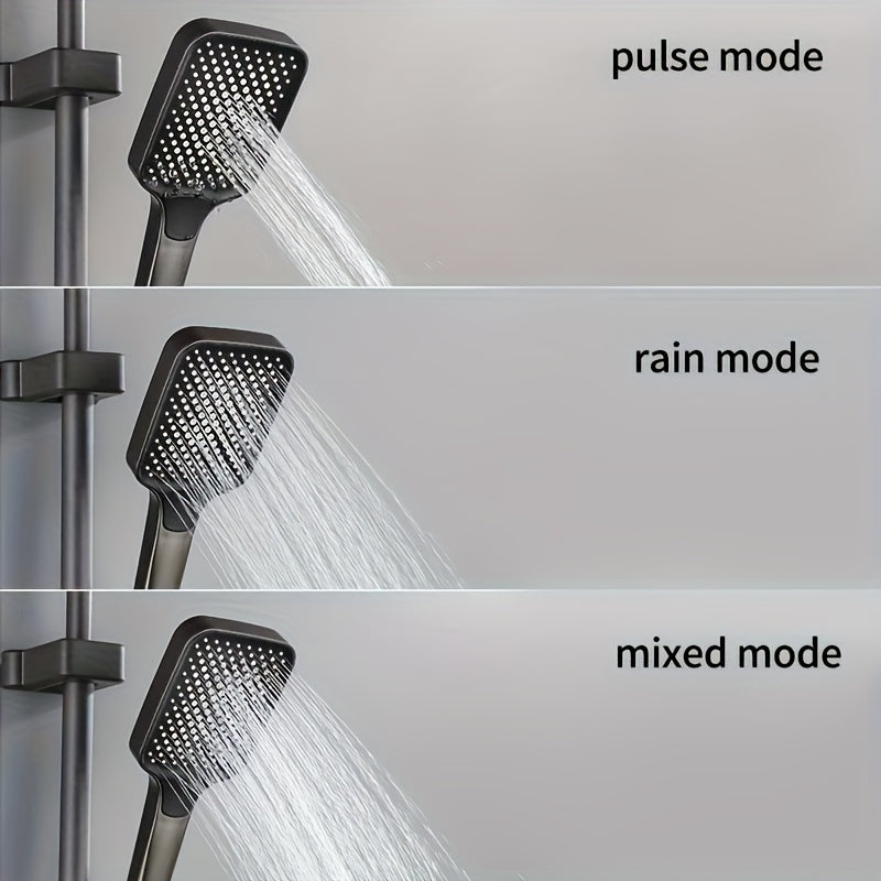 Luxury Gun Gray Shower Head Set, Piano Key Ambient Light, High Pressure Rainfall System, 4-in-1 Bathroom Accessories Kit, Digital Shower Head, Ideal Gift for Home Bathroom Decor, Perfect for Easter and Ramadan