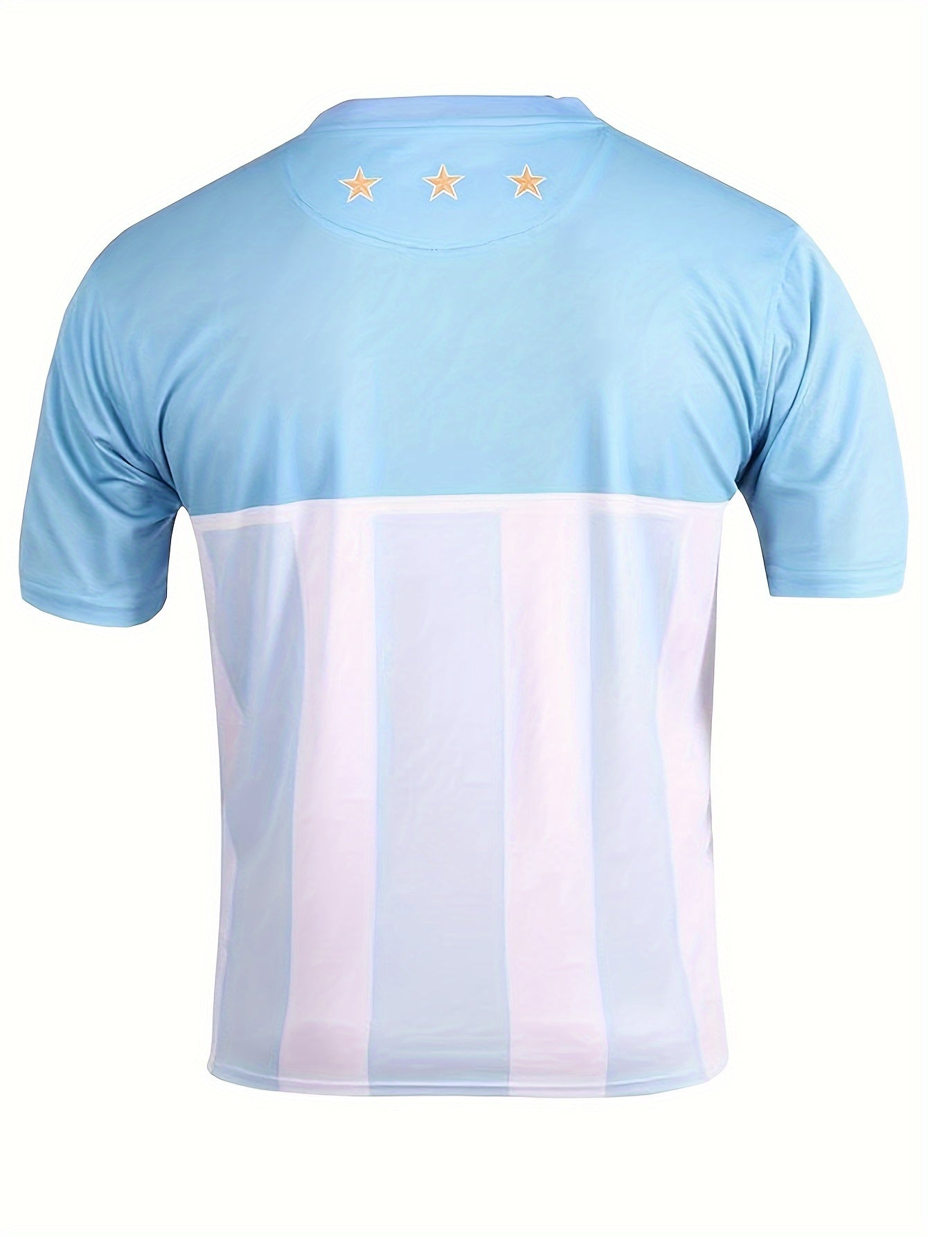 Men's Letter ARGENTINA Print Breathable Football Jersey, Active Slightly Stretch Crew Neck Short Sleeve Soccer Club Uniform Shirt For Training Competition Party